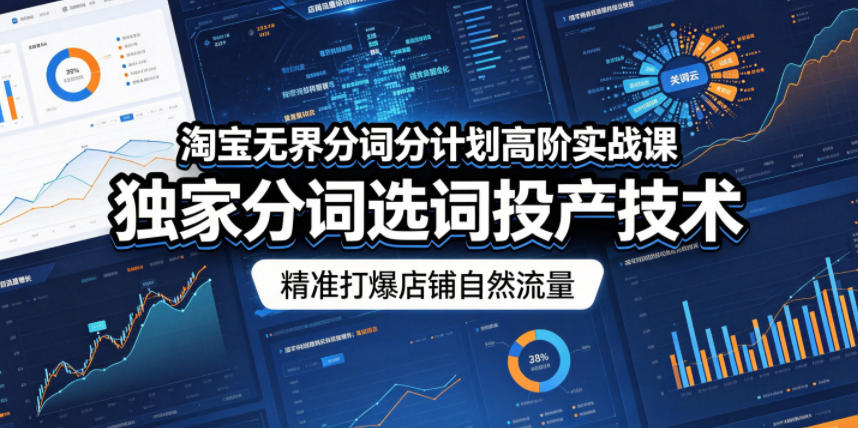 淘宝无界分词分计划高阶实战课，独家分词选词投产技术，精准打爆店铺自然流量-猴哥VIP资源站