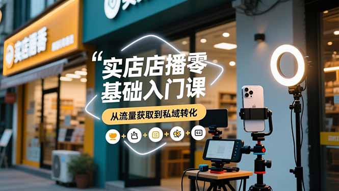 实体店播零基础入门课,实体店+短视频+直播+微信生态+私域社群,从流量获取到私域转化-猴哥VIP资源站