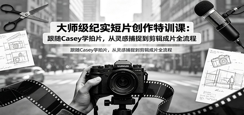 大师级纪实短片创作特训课:跟随Casey学拍片,从灵感捕捉到剪辑成片全流程-猴哥VIP资源站