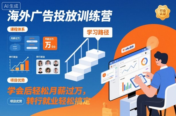 海外广告投放训练营，学会后轻松月薪过万，转行就业轻松搞定-猴哥VIP资源站