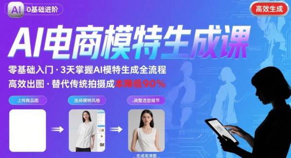 AI模特进阶课程，0基础高效生成逼真电商模特图-猴哥VIP资源站