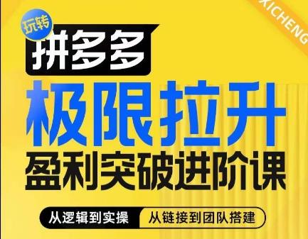 拼多多极限拉升盈利突破进阶课,从算法到玩法,从玩法到团队搭建,体系化系统性帮助商家实现利润提升-猴哥VIP资源站