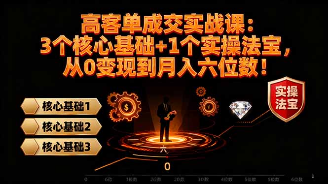 高 客单成交实战课：3个核心基础+1个实操法宝，从0变现到月入六位数！-猴哥VIP资源站