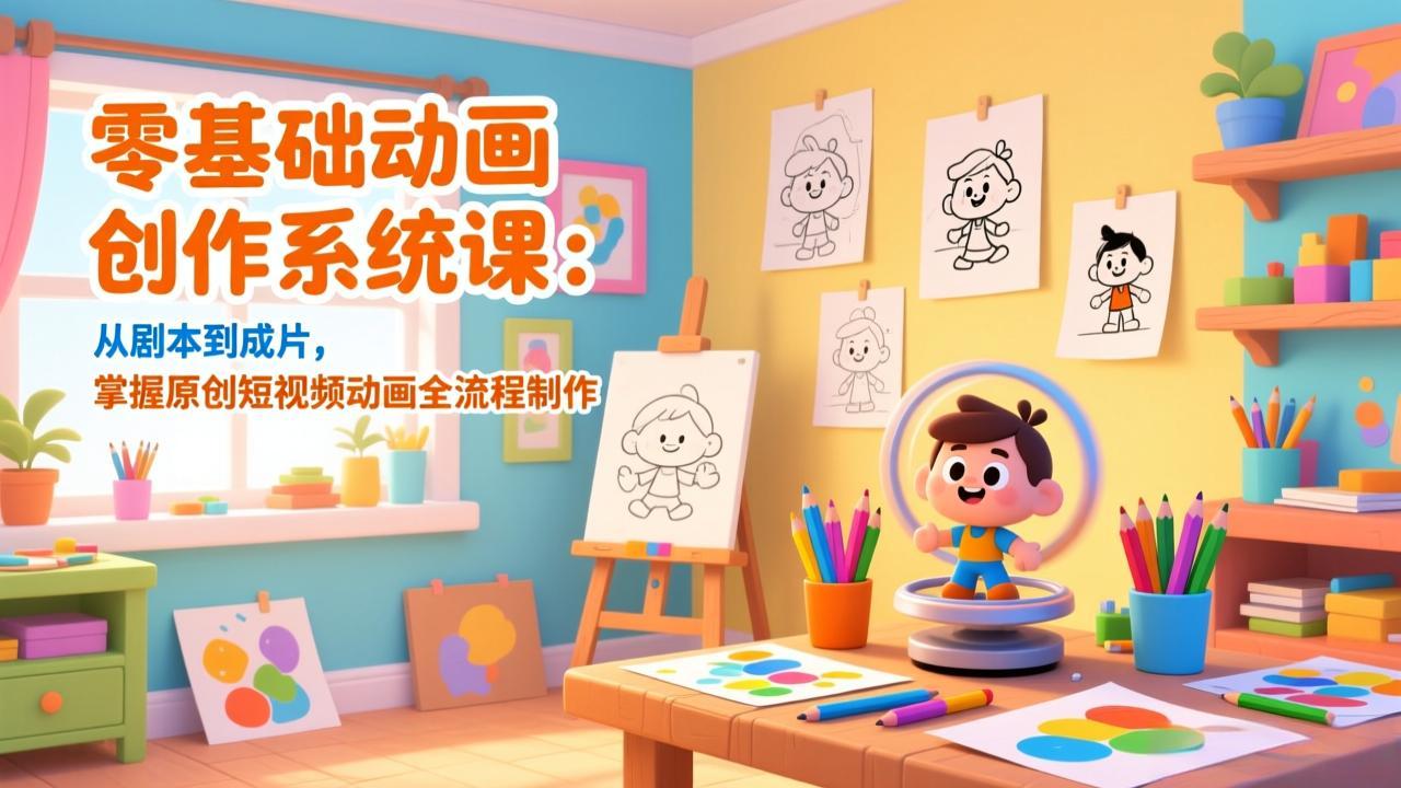 零基础动画创作系统课：从剧本到成片，掌握原创短视频动画全流程制作-猴哥VIP资源站