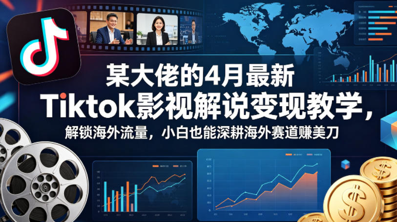 某大佬的4月最新Tiktok影视解说变现教学，解锁海外流量，小白也能深耕海外赛道賺美刀-猴哥VIP资源站