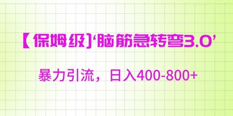 保姆级脑筋急转弯3.0,暴力引流,日入400-800+【揭秘】-猴哥VIP资源站