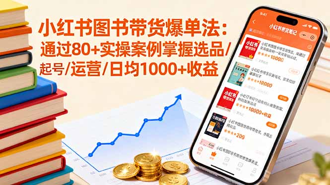 小红书图书带货爆单法:通过80+实操案例掌握选品/起号/运营/日均1000+收益-猴哥VIP资源站