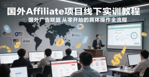 国外Affiliate项目线下实训教程，国外广告联盟从零开始的具体操作全流程-猴哥VIP资源站
