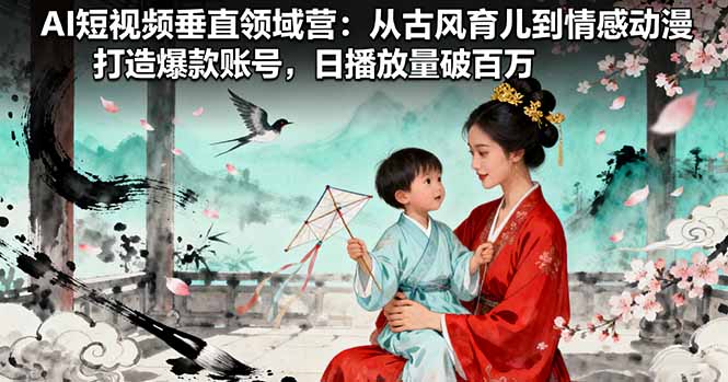 AI短视频垂直领域营：从古风育儿到情感动漫，打造爆款账号,日播放量破百万-猴哥VIP资源站