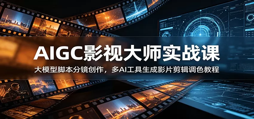 AIGC影视大师实战课:大模型脚本分镜创作,多AI工具生成影片剪辑调色教程-猴哥VIP资源站