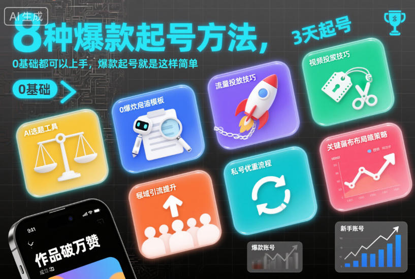 8种爆款起号方法,0基础都可以上手,爆款起号就是这样简单-猴哥VIP资源站