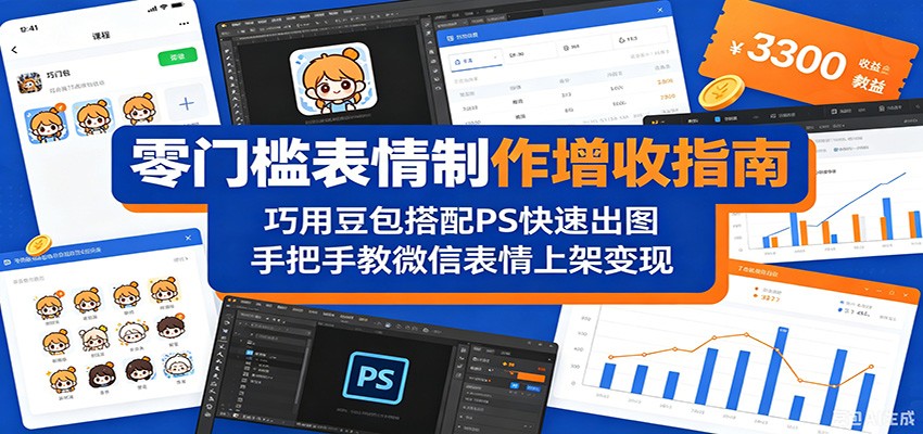 零门槛表情制作增收指南:巧用豆包搭配 PS 快速出图,手把手教微信表情上架变现-猴哥VIP资源站