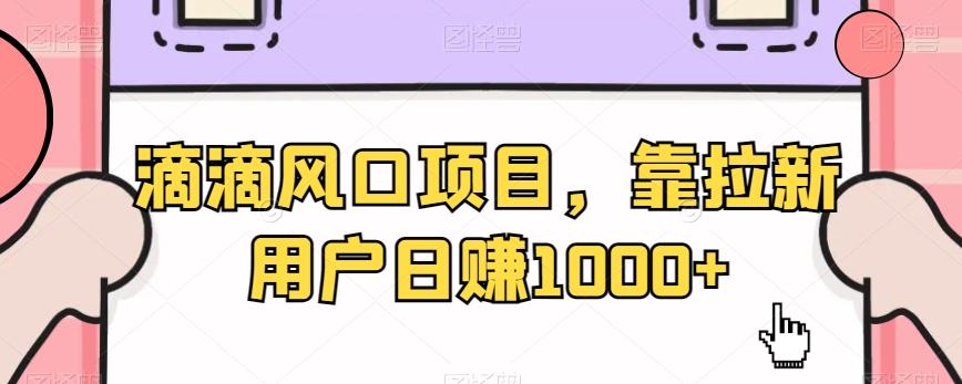 滴滴风口项目，靠拉新用户日赚1000+-猴哥VIP资源站