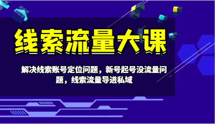 线索流量大课-解决线索账号定位问题，新号起号没流量问题，线索流量导进私域-猴哥VIP资源站