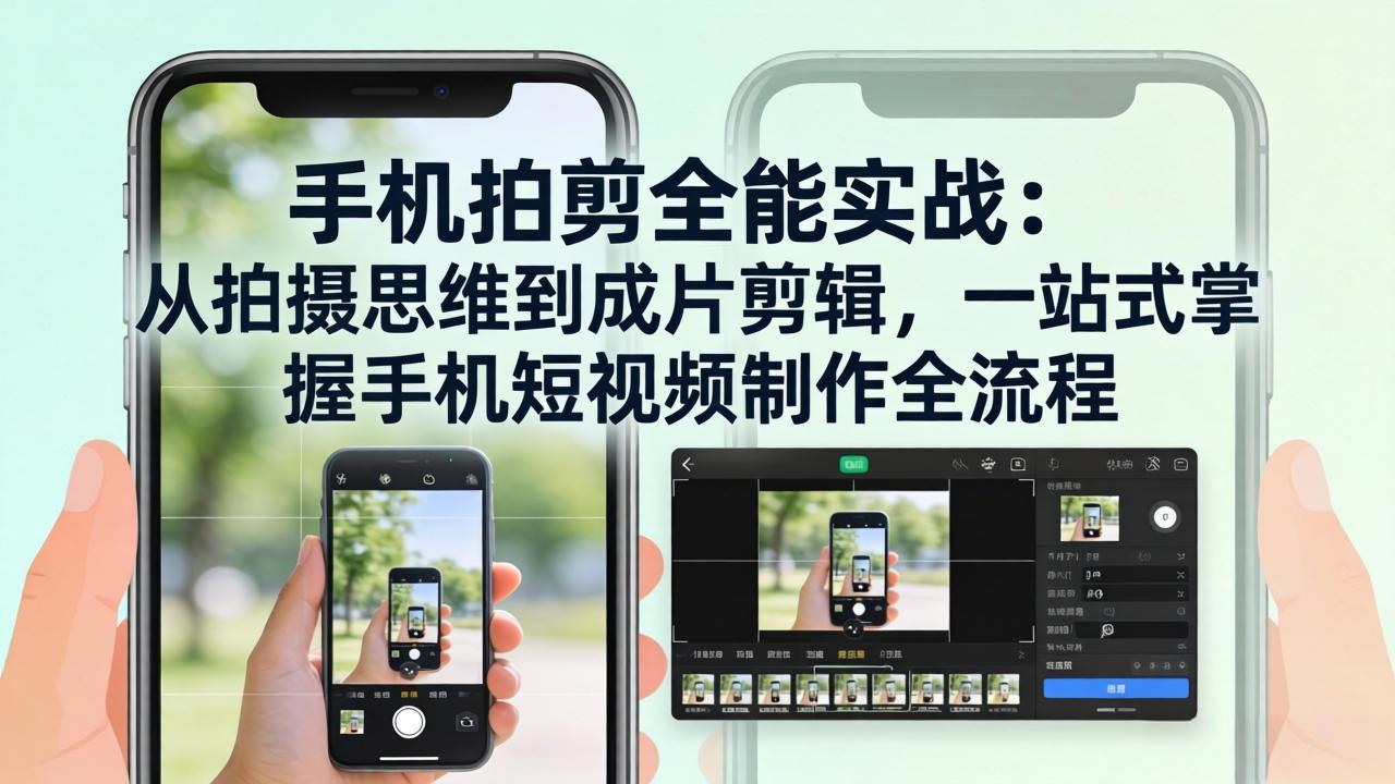 手机拍剪全能实战:从拍摄思维到成片剪辑,一站式掌握手机短视频制作全流程-猴哥VIP资源站