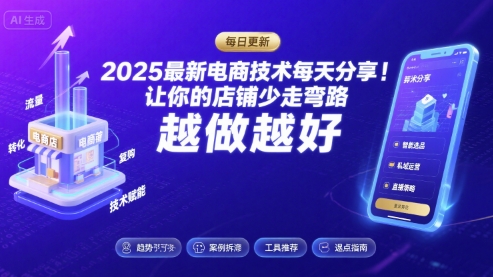2025-2026最新电商技术每天分享，让你的店铺少走弯路，越做越好(更新26年07月)-猴哥VIP资源站