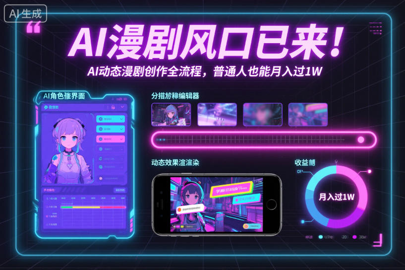 AI漫剧风口已来！AI动态漫剧创作全流程，普通人也能月入过1W-猴哥VIP资源站