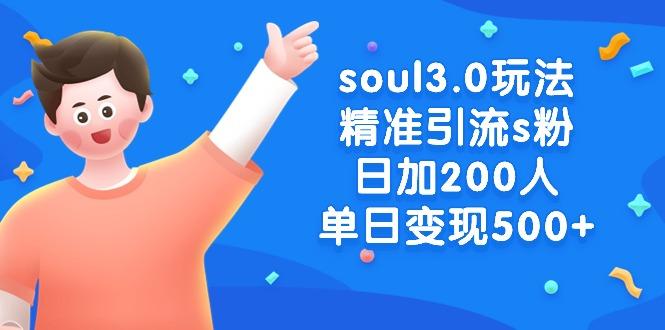 soul3.0玩法精准引流s粉，日加200人单日变现500+-猴哥VIP资源站
