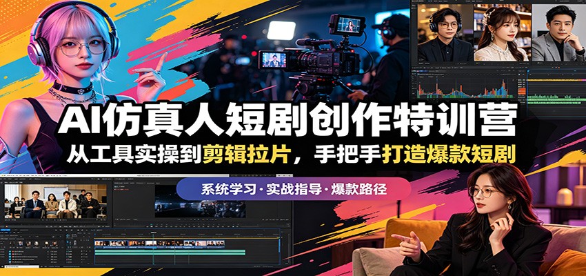 AI仿真人短剧创作特训营:从工具实操到剪辑拉片,手把手打造爆款短剧-猴哥VIP资源站