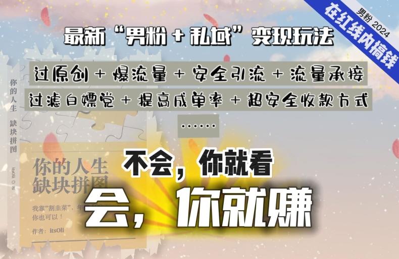2024,“男粉+私域”还是最耐造、最赚、最轻松、最愉快的变现方式【揭秘】-猴哥VIP资源站