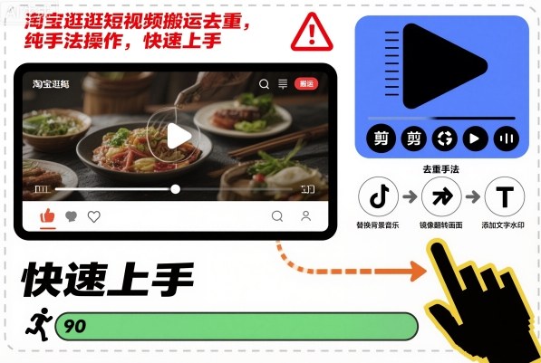 淘宝逛逛短视频搬运去重，纯手法操作，快速上手-猴哥VIP资源站