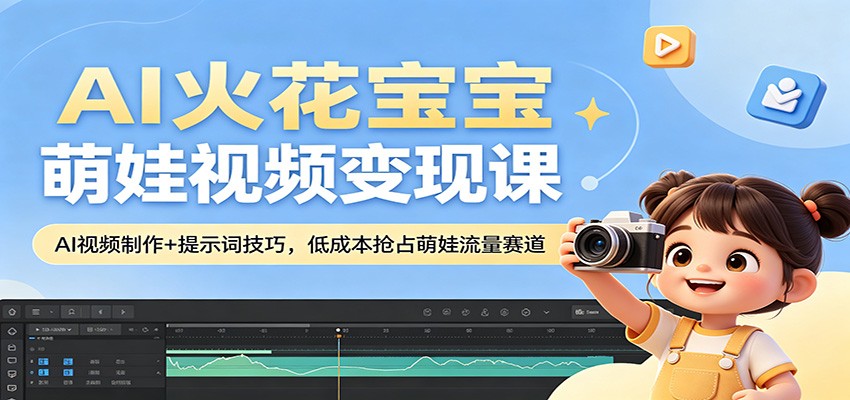 AI火花宝宝萌娃视频变现课：AI视频制作+提示词技巧，低成本抢占萌娃流量赛道-猴哥VIP资源站