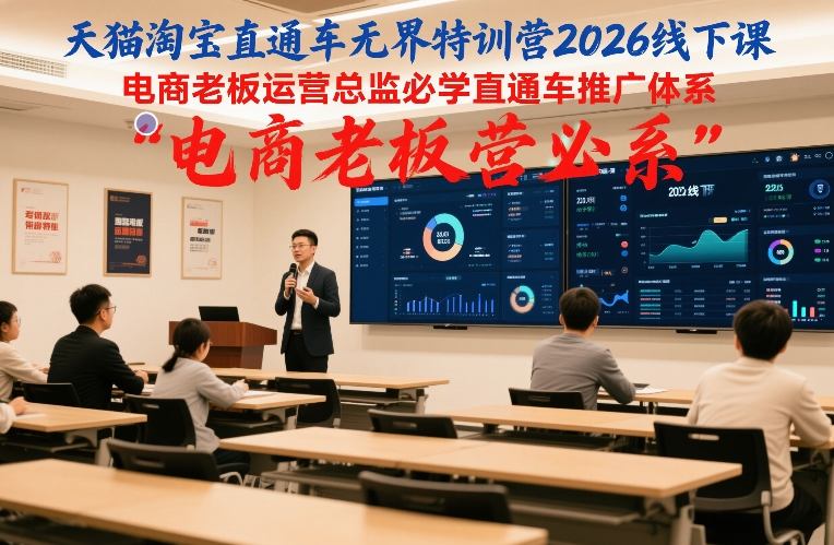 天猫淘宝直通车无界特训营2026线下课，电商老板运营总监必学直通车推广体系-猴哥VIP资源站