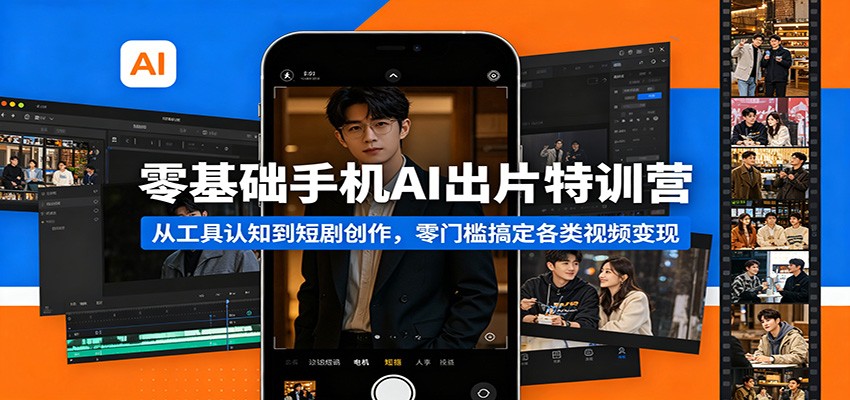 零基础手机AI出片特训营：从工具认知到短剧创作，零门槛搞定各类视频变现-猴哥VIP资源站