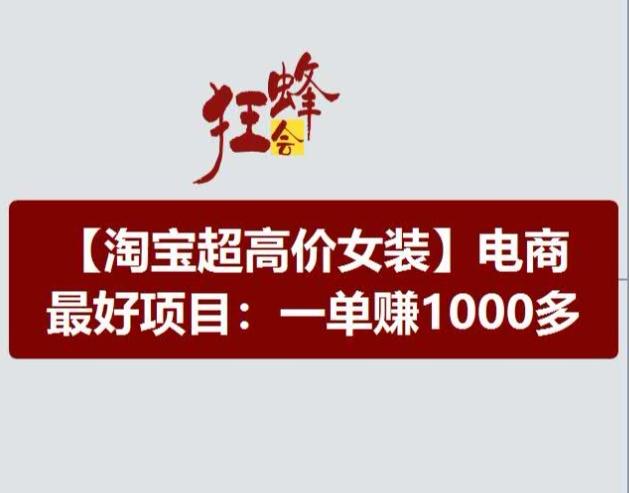 淘宝超高价女装项目，电商最好赛道，一单赚1000多-猴哥VIP资源站