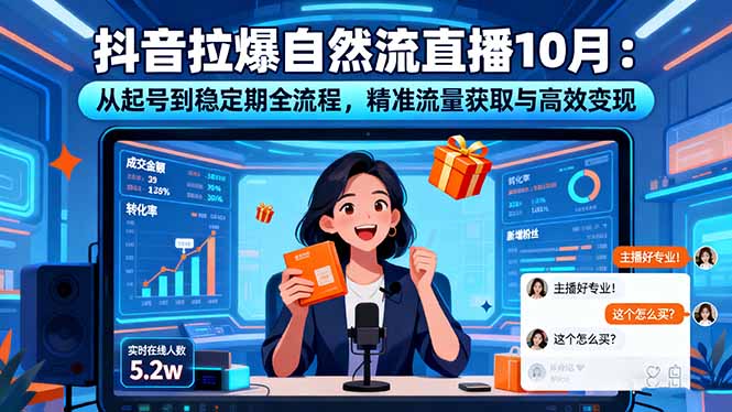 抖音拉爆自然流直播10月：从起号到稳定期全流程，精准流量获取与高效变现-猴哥VIP资源站