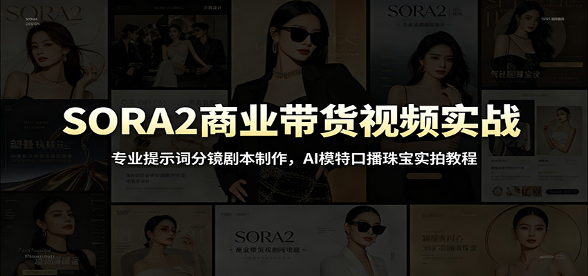 SORA2商业带货视频实战:专业提示词分镜剧本制作,AI模特口播珠宝实拍教程-猴哥VIP资源站