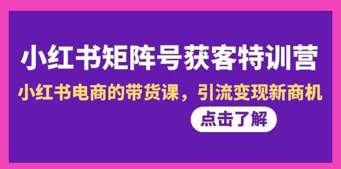 小红书矩阵号获客特训营-第10期，小红书电商的带货课，引流变现新商机-猴哥VIP资源站