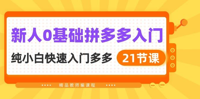 新人0基础拼多多入门，​纯小白快速入门多多(21节课-猴哥VIP资源站