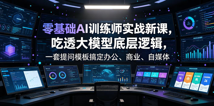 零基础AI训练师实战课,吃透大模型底层逻辑,一套提问模板搞定办公、商业、自媒体、设计、生活全场景AI落地应用-猴哥VIP资源站