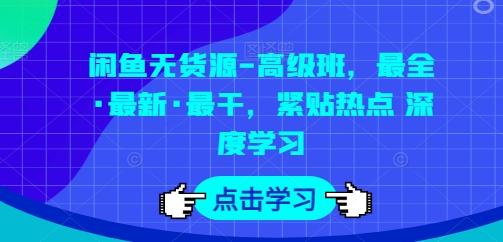 闲鱼无货源-高级班，最全·最新·最干，紧贴热点 深度学习-猴哥VIP资源站