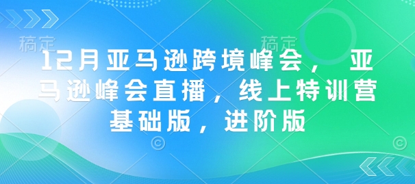 12月亚马逊跨境峰会， 亚马逊峰会直播，线上特训营基础版，进阶版-猴哥VIP资源站