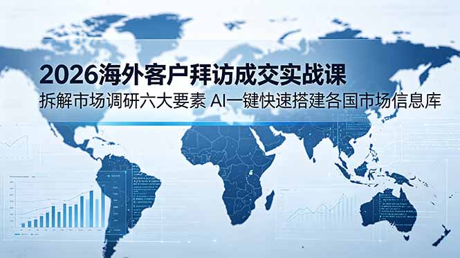 2026海外客户拜访成交实战课:拆解市场调研六大要素,AI一键快速搭建各国市场信息库-猴哥VIP资源站