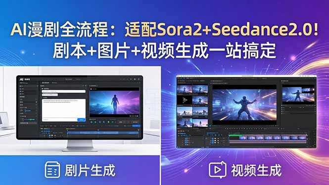 AI漫剧全流程：适配Sora2+Seedance2.0！剧本+图片+视频生成一站搞定-猴哥VIP资源站