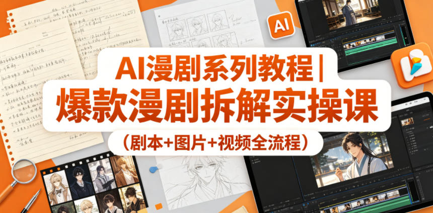 AI漫剧系列教程｜爆款漫剧拆解实操课(剧本+图片+视频全流程)-猴哥VIP资源站