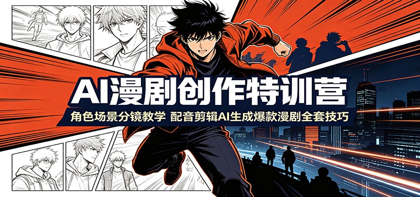 AI漫剧创作特训营:角色场景分镜教学,配音剪辑AI生成爆款漫剧全套技巧-猴哥VIP资源站