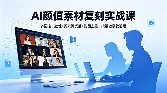 AI颜值素材复刻实战课，多图控一致性+提示词反推+洗图去重，批量做爆款视频-猴哥VIP资源站