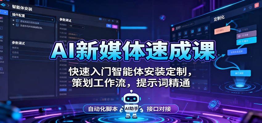 AI新媒体速成课：快速入门智能体安装定制，策划工作流，提示词精通-猴哥VIP资源站