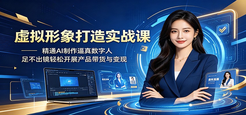 虚拟形象打造实战课：精通AI制作逼真数字人，足不出镜轻松开展产品带货与变现-猴哥VIP资源站