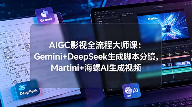 AIGC影视全流程大师课：Gemini+DeepSeek生成脚本分镜，Martini+海螺AI生成视频-猴哥VIP资源站