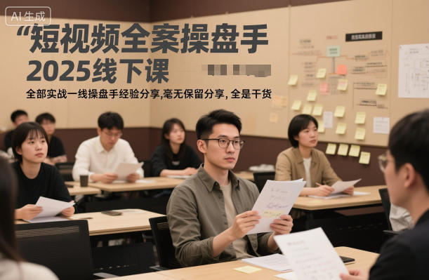 短视频全案操盘手2025线下课，全部实战一线操盘手经验分享，毫无保留分享，全是干货-猴哥VIP资源站