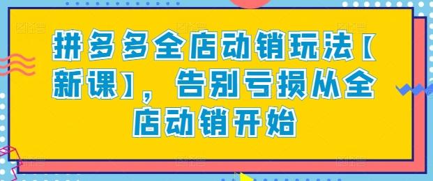 拼多多全店动销玩法【新课】，告别亏损从全店动销开始-猴哥VIP资源站