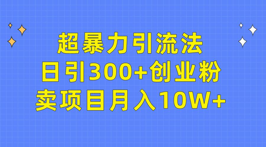 (9954期)超暴力引流法,日引300+创业粉,卖项目月入10W+-猴哥VIP资源站