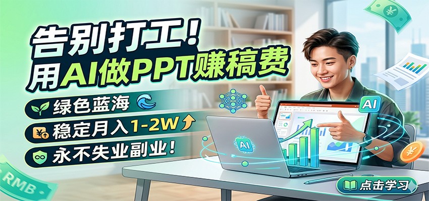 告别打工！用AI做PPT赚稿费，绿色蓝海，稳定月入1-2W，永不失业副业！-猴哥VIP资源站