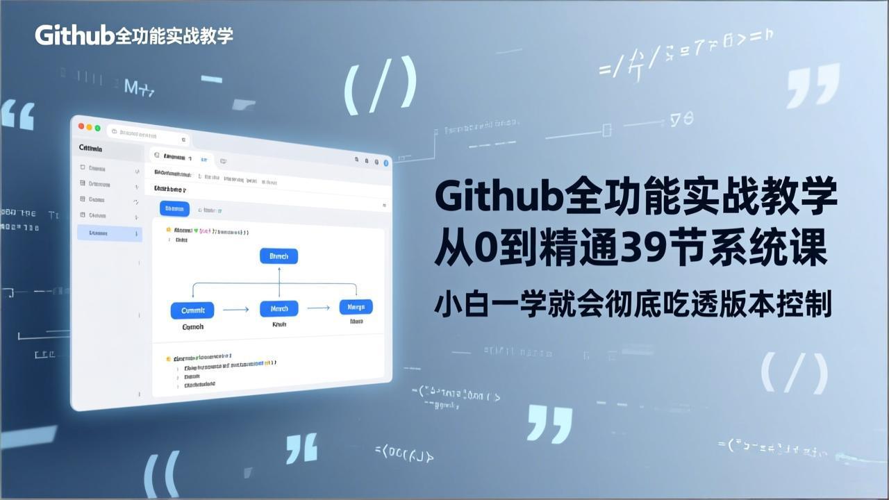 GitHub-全功能实战教学，从0到精通39节系统课，小白一学就会彻底吃透版本控制-猴哥VIP资源站