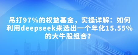 付费文章:吊打97%的权益基金,实操详解:如何利用deepseek来选出一个年化15.55%的大牛股组合?-猴哥VIP资源站